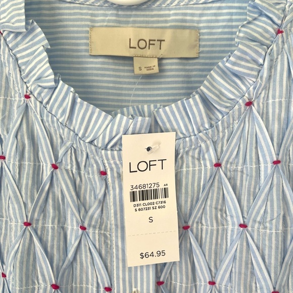 Loft Blue & White Striped Blouse - Picture 3 of 3